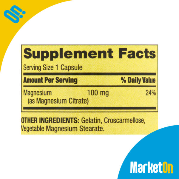 Magnesium Citrate 100mg 100 capsulas Spring valley